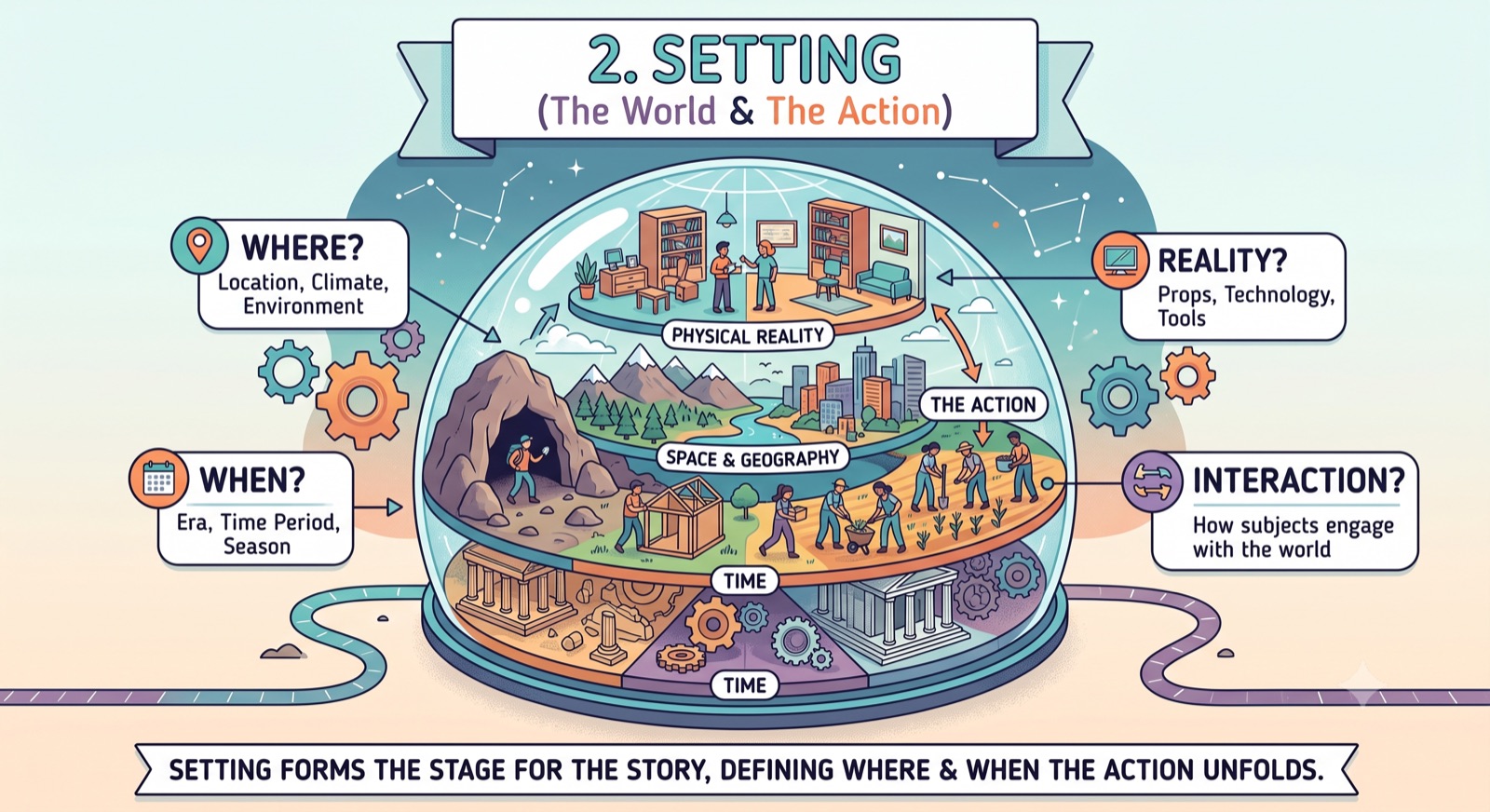 Illustrated diagram explaining scene setting in image prompts