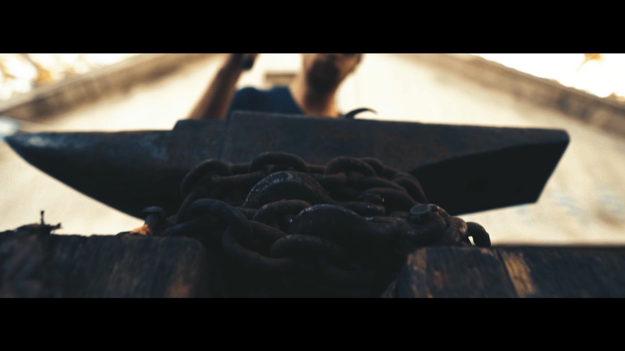 Anvil and chain in a blacksmith's shop, from a film for Neely Ironwork