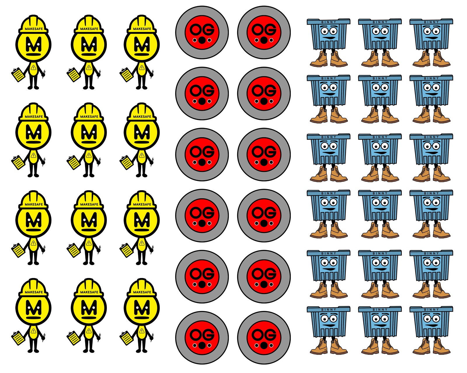 Sheet of Makerspace mascot stickers